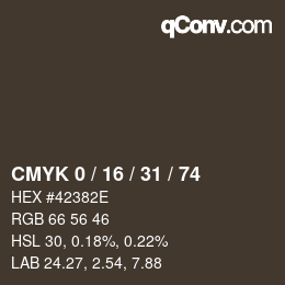 Color code: CMYK 0 / 16 / 31 / 74 | qconv.com