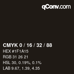 カラーコード: CMYK 0 / 16 / 32 / 88 | qconv.com