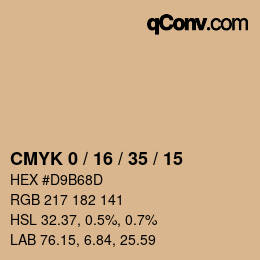カラーコード: CMYK 0 / 16 / 35 / 15 | qconv.com