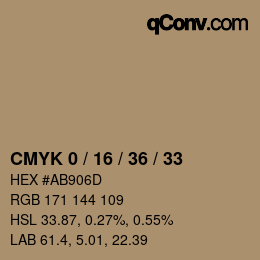 Código de color: CMYK 0 / 16 / 36 / 33 | qconv.com