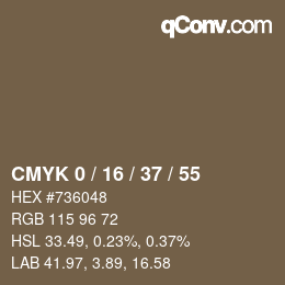カラーコード: CMYK 0 / 16 / 37 / 55 | qconv.com