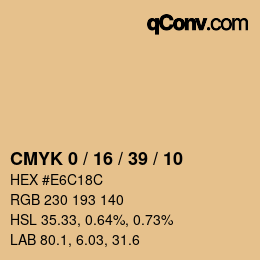 Code couleur: CMYK 0 / 16 / 39 / 10 | qconv.com