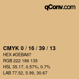 カラーコード: CMYK 0 / 16 / 39 / 13 | qconv.com