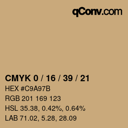 カラーコード: CMYK 0 / 16 / 39 / 21 | qconv.com