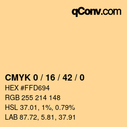 カラーコード: CMYK 0 / 16 / 42 / 0 | qconv.com