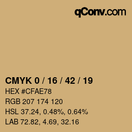 カラーコード: CMYK 0 / 16 / 42 / 19 | qconv.com
