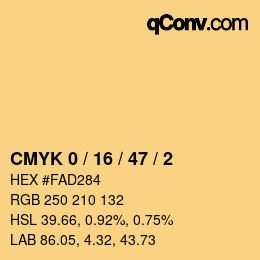 Color code: CMYK 0 / 16 / 47 / 2 | qconv.com