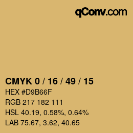 Code couleur: CMYK 0 / 16 / 49 / 15 | qconv.com