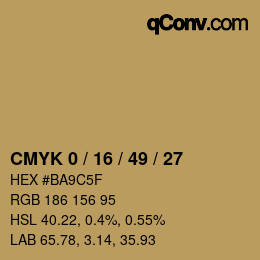 カラーコード: CMYK 0 / 16 / 49 / 27 | qconv.com