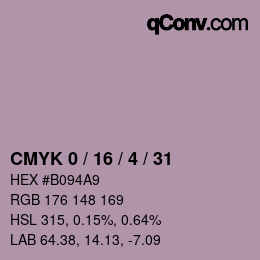 Farbcode: CMYK 0 / 16 / 4 / 31 | qconv.com