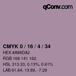 カラーコード: CMYK 0 / 16 / 4 / 34 | qconv.com