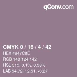 カラーコード: CMYK 0 / 16 / 4 / 42 | qconv.com