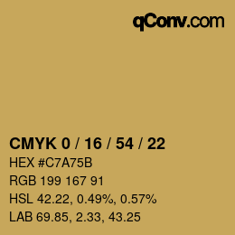 Código de color: CMYK 0 / 16 / 54 / 22 | qconv.com