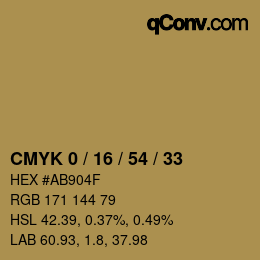 カラーコード: CMYK 0 / 16 / 54 / 33 | qconv.com