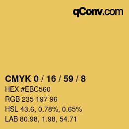 カラーコード: CMYK 0 / 16 / 59 / 8 | qconv.com