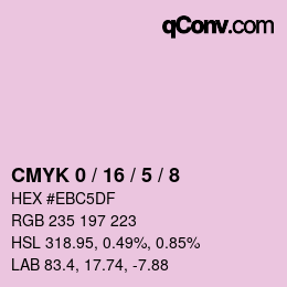 カラーコード: CMYK 0 / 16 / 5 / 8 | qconv.com