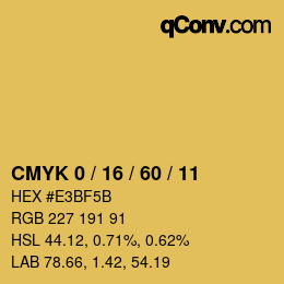 カラーコード: CMYK 0 / 16 / 60 / 11 | qconv.com