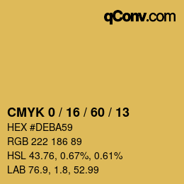 カラーコード: CMYK 0 / 16 / 60 / 13 | qconv.com