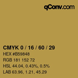 カラーコード: CMYK 0 / 16 / 60 / 29 | qconv.com