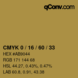 カラーコード: CMYK 0 / 16 / 60 / 33 | qconv.com