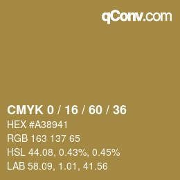 カラーコード: CMYK 0 / 16 / 60 / 36 | qconv.com