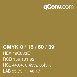 カラーコード: CMYK 0 / 16 / 60 / 39 | qconv.com