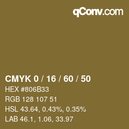 カラーコード: CMYK 0 / 16 / 60 / 50 | qconv.com