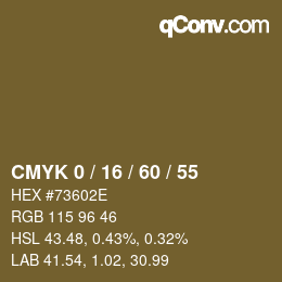 カラーコード: CMYK 0 / 16 / 60 / 55 | qconv.com