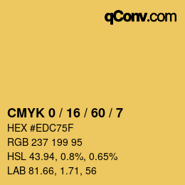 カラーコード: CMYK 0 / 16 / 60 / 7 | qconv.com