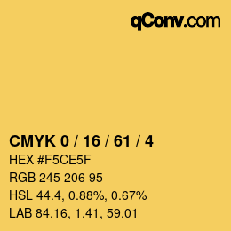 カラーコード: CMYK 0 / 16 / 61 / 4 | qconv.com