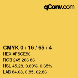 Color code: CMYK 0 / 16 / 65 / 4 | qconv.com