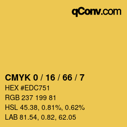カラーコード: CMYK 0 / 16 / 66 / 7 | qconv.com