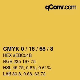 カラーコード: CMYK 0 / 16 / 68 / 8 | qconv.com