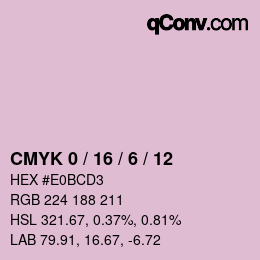 カラーコード: CMYK 0 / 16 / 6 / 12 | qconv.com