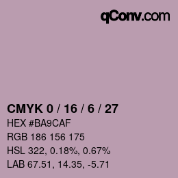 Farbcode: CMYK 0 / 16 / 6 / 27 | qconv.com
