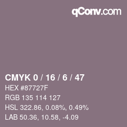 颜色代码: CMYK 0 / 16 / 6 / 47 | qconv.com