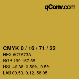 カラーコード: CMYK 0 / 16 / 71 / 22 | qconv.com