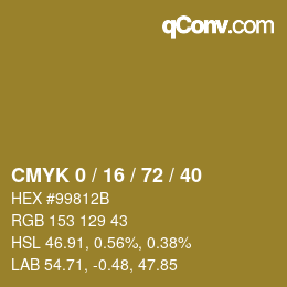 カラーコード: CMYK 0 / 16 / 72 / 40 | qconv.com