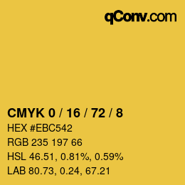カラーコード: CMYK 0 / 16 / 72 / 8 | qconv.com