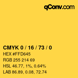 Color code: CMYK 0 / 16 / 73 / 0 | qconv.com