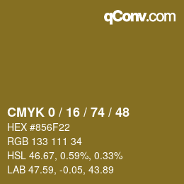 カラーコード: CMYK 0 / 16 / 74 / 48 | qconv.com