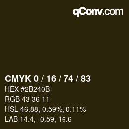 Farbcode: CMYK 0 / 16 / 74 / 83 | qconv.com