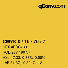 カラーコード: CMYK 0 / 16 / 76 / 7 | qconv.com