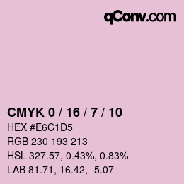 カラーコード: CMYK 0 / 16 / 7 / 10 | qconv.com