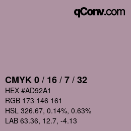 カラーコード: CMYK 0 / 16 / 7 / 32 | qconv.com