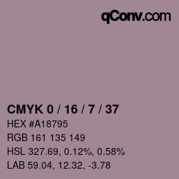 カラーコード: CMYK 0 / 16 / 7 / 37 | qconv.com