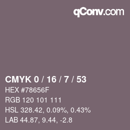 Color code: CMYK 0 / 16 / 7 / 53 | qconv.com