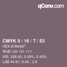 Color code: CMYK 0 / 16 / 7 / 53 | qconv.com