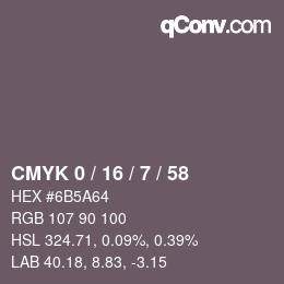 Color code: CMYK 0 / 16 / 7 / 58 | qconv.com
