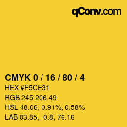 Color code: CMYK 0 / 16 / 80 / 4 | qconv.com